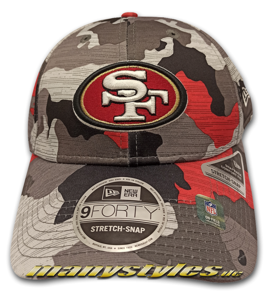 San Francisco 49ers NFL Train Camo 9FORTY Stretch Snap Snapback Cap Red Grey White OTC von New Era