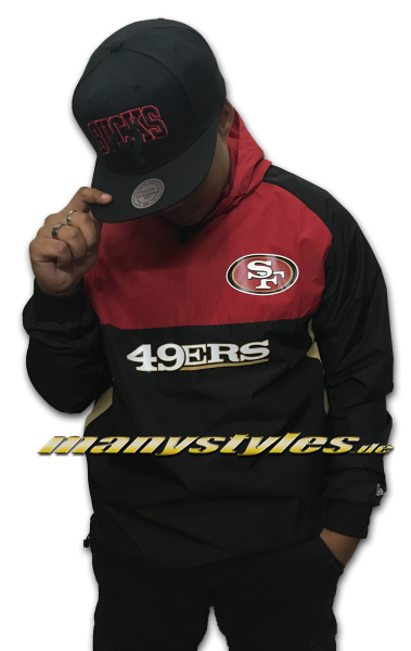 San Francisco 49ers NFL Color Block Windbreaker OTC Official Team Color Red Black Gold von New Era