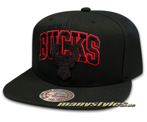 Milwaukee Bucks NBA Snapback Cap Red Pop Team Arch Black Red von Mitchell and Ness