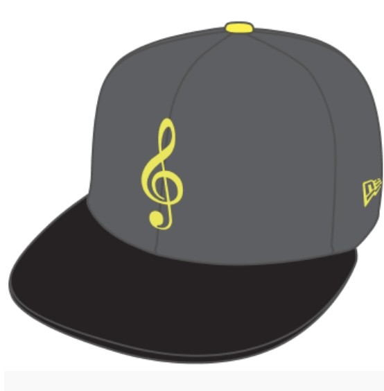 New Era Unlicensed 59FIFTY Fitted Cap Music Note Storm Grey Black Cyberyellow exclusive Frnt