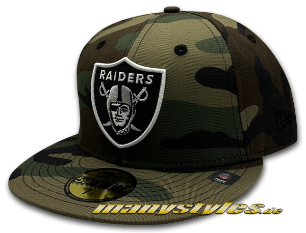 Las Vegas Raiders NFL 59FIFTY exclusive Cap Woodland camouflage Black von New Era Front Real