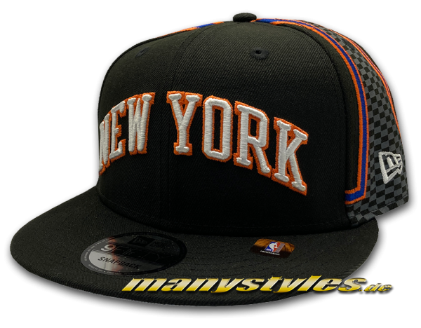 New Era NY Knicks NBA21 75Years 9FIFTY City Snapback Cap in Black Orange Royal White OTC Original Team Color