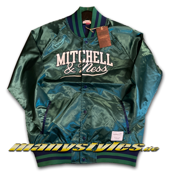 M&N Mitchell and Ness Satin Jacket Own Brand Dark Green Purple