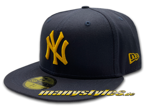 NY Yankees MLB 59FIFTY Fitted League Essential Cap Navy Yellow von New Era