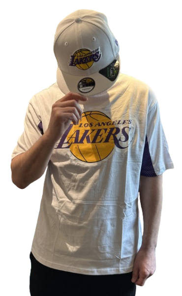 Los Angeles Lakers NBA Mesh PAnel OS Tee T-Shirt White OTC