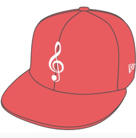 New Era Unlicensed 59FIFTY Fitted Cap Music Note Cap Lava Red Bright White exclusive 
