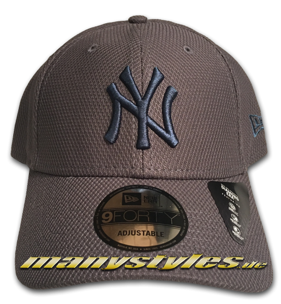 NY Yankees 9FORTY MLB Diamond Era Essential Curved Visor Adjustable Cap Graphite Grey Blue von New Era