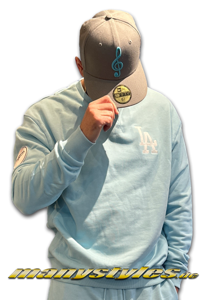 LA Dodgers MLB League Essential Suit Fleece Crewneck Sweatshirt Light Sky Blue Pastel von New Era 