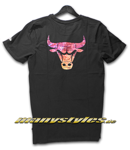Chicago Bulls NBA Tee T-Shirt Back Body Print Wtr Black Red Water Reflection von New Era backview Print