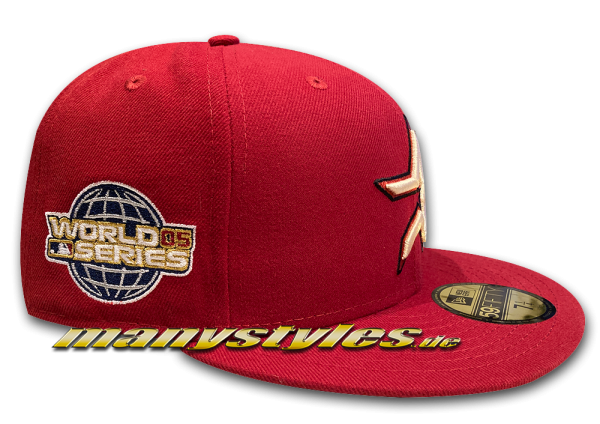 Houston Astros MLB 59FIFTY Anniversary Classic Logo World Series Cap H Red Chrome Khaki von New Era Alternate View