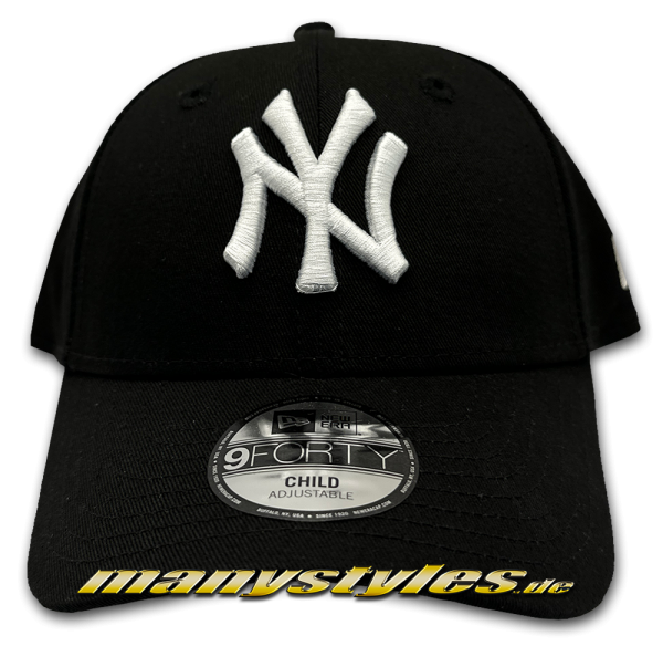 NY Yankees MLB 9FORTY League Essential Tonal Curved Visor AdjustableCap 940 Black White von New Era