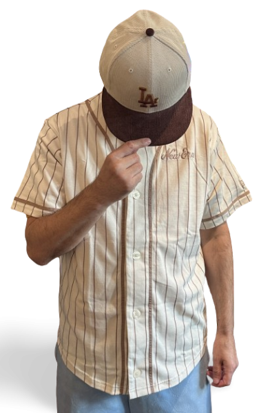 NE Pinstripe OS Pinstripe Jersey Off White Brown von New Era