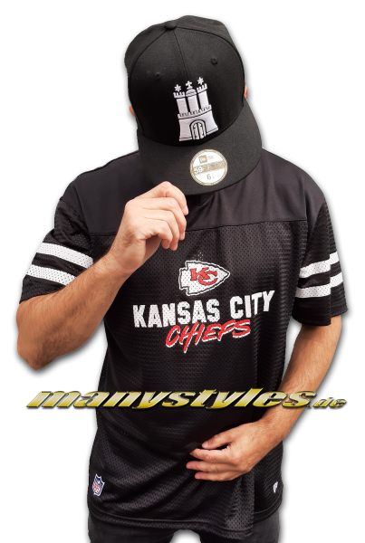 Kansas City Chiefs NFL Script Mesh Tee Jersey Black Official Team Color von New Era
