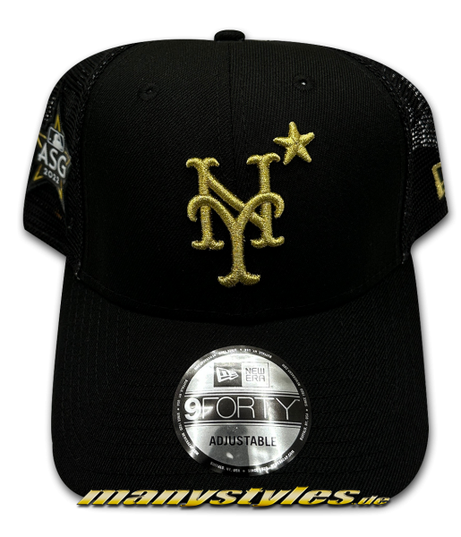 NY Mets MLB 9FORTY Curved Visor Adjustable ASG22 All Star Game Trucker Cap in Black Gold von New Era