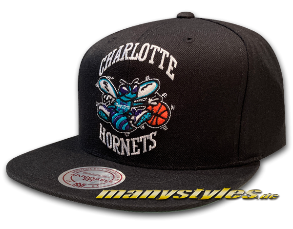 Charlotte Hornets NBA Solid Snapback Cap Black Team Color von Mitchell and Ness