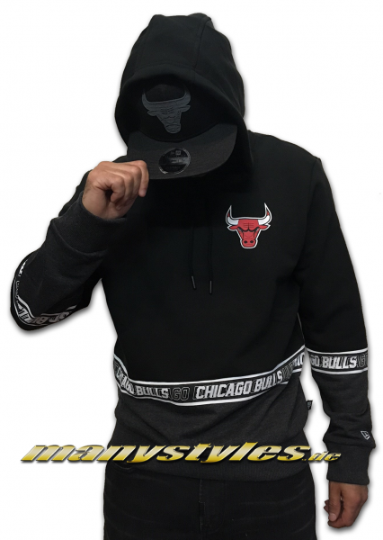 Chicago Bulls NBA Color Block Hoody Hooded Kapuzenpullover Sweatshirt Black Graphite White OTC von New Era