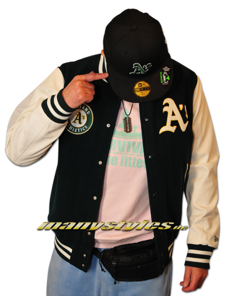 Oakland Athletics NFL Heritage Varsity Jacket College Jacket Green White OTC von New Era