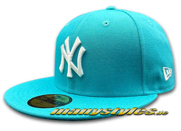 NY Yankees MLB HWC Cooperstown 1999 Worldseries Cap #exclusive# Sky Blue Pink 59FIFTY Fitted Caps von New Era Real ALlernate