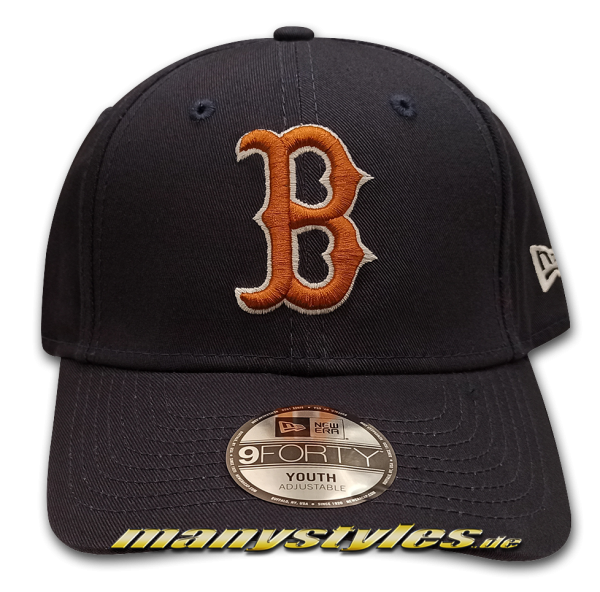 Boston Red Sox 9FORTY MLB Chyt League Curved Visor Kids Child Youth Adjustable Cap in Navy Brown White von New Era