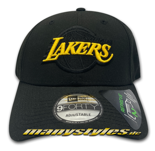 LA Lakers NBA 9FORTY Black Base Snap Snapback Curved Visor Cap in Black Yellow von New Era