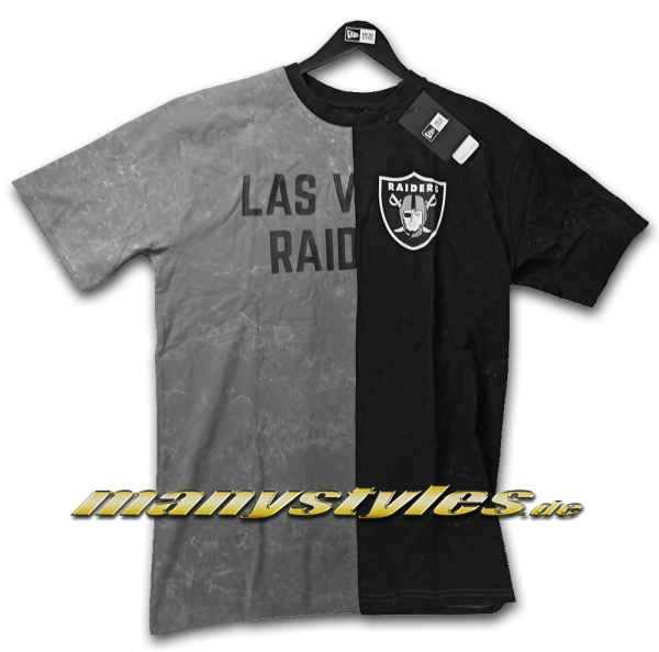 Las Vegas Raiders NFL Washed Pack Graphic Tee Black Grey OTC New Era Front