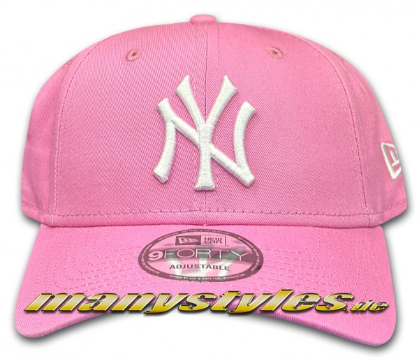 NY Yankees 9FORTY MLB Adjustable Curved Visor 940 Cap in Baby Pink Rosa von New Era