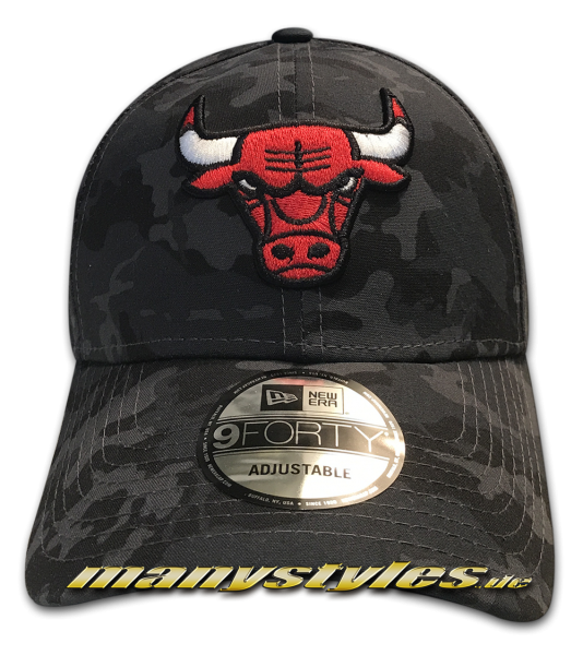 Chicago Bulls 9FORTY NBA The League Curved Visor Cap Charcoal Black Dark Camouflage von New Era
