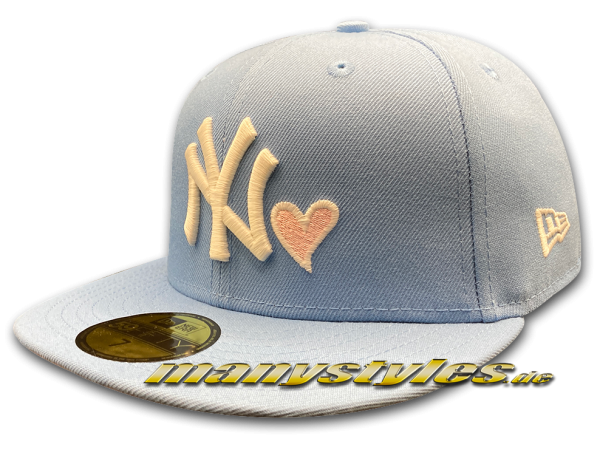 NY Yankees MLB HWC Cooperstown NY Love Cap #exclusive# Sky Blue Pink 59FIFTY Fitted Caps von New Era