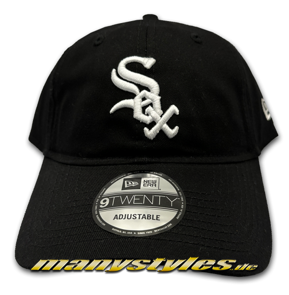 Chicago White Sox MLB 9TWENTY Curved Visor Flat Adjustable Cap Black White von New Era