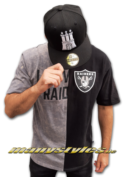 Las Vegas Raiders NFL Washed Pack Graphic Tee Black Grey OTC New Era Front