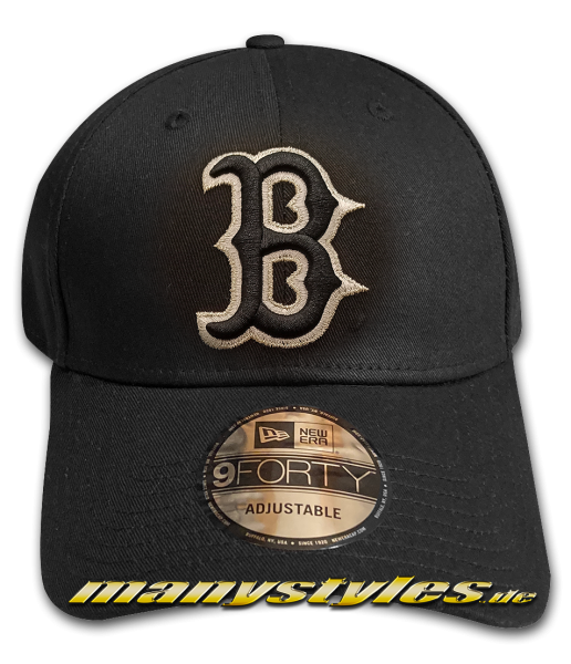 Boston Red Sox 9FORTY MLB Metallic Pop Curved Visor Adjustable Cap in Black Silver von New Era
