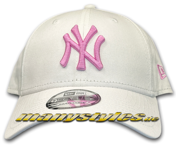 NY Yankees 9FORTY MLB Adjustable Cap White Baby Pink von New Era