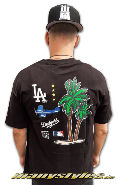 LA Dodgers MLB City Oversized Tee T-Shirt Black White von New Era Backview