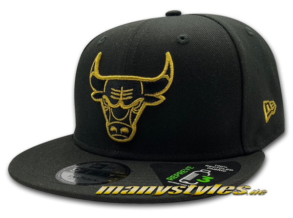 Chicago Bulls NBA 9FIFTY Metallic Logo Snapback Cap Black Gold von New Era