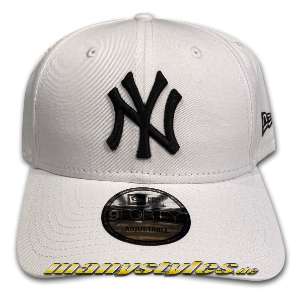 NY Yankees MLB 9FORTY League Essential Cap White Black Curved Visor Adjustable von New Era