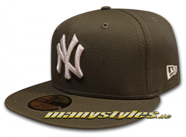 NY Yankees MLB 59FIFTY Fitted Cap League Essential Nov Olive White von New Era 
