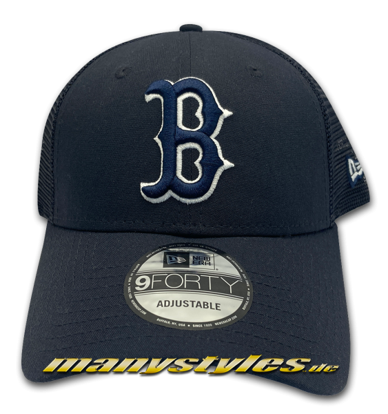 Boston Red Sox 9FORTY MLB Home Field Trucker Curved Visor Adjustable Cap in Navy White von New Era