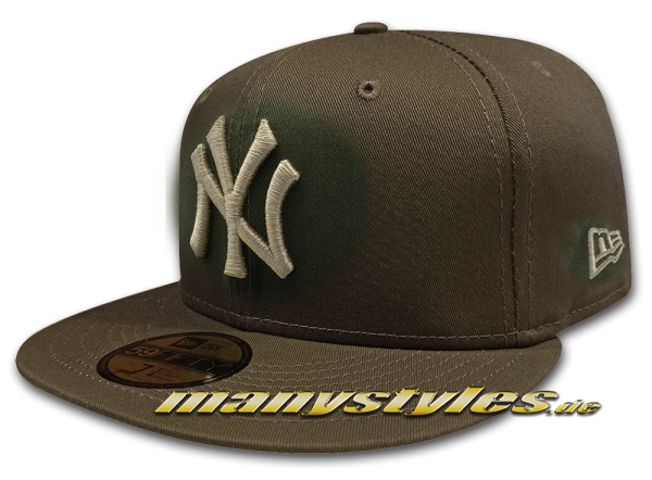 NY Yankees MLB 59FIFTY Fitted Cap League Essential Nov Olive Stone Khaki von New Era Back MLBLogo