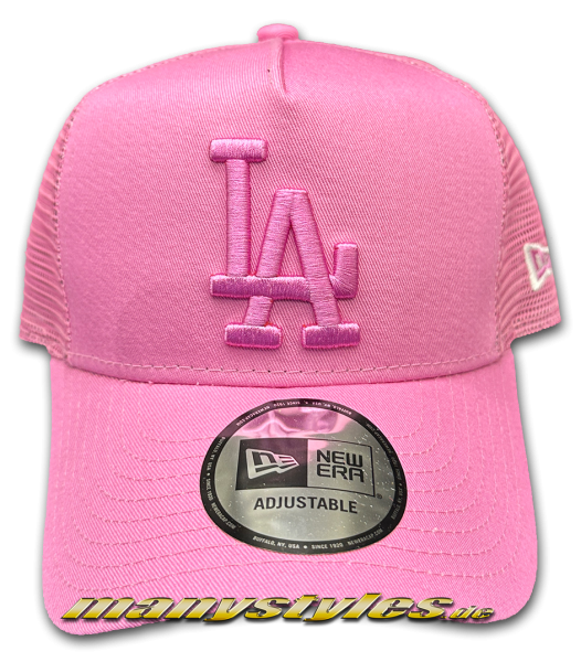 LA Dodgers MLB 9FORTY Tonal Mesh Trucker Curved Visor Adjustable Snapback Cap Pink von New Era